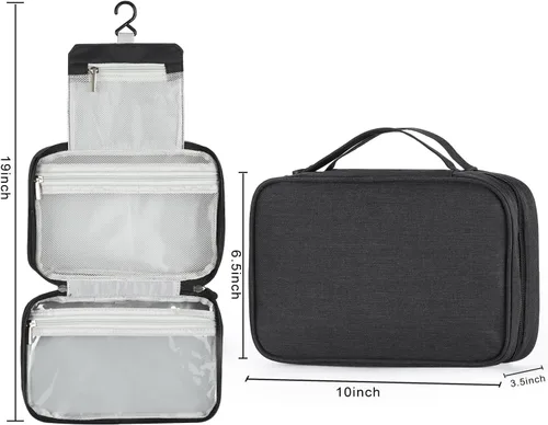 Miniatura 2 de Etercycle Neceser de viaje compacto para mujeres y hombres, organizador de ducha colgante impermeable con gancho, bolsa de lavado plegable portátil