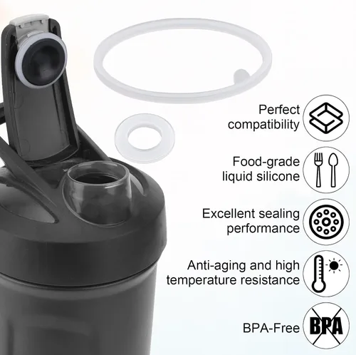 Miniatura 3 de Juego de 4 piezas de junta de tapa de repuesto para botella de licuadora, Strada Flip Shaker Cup Water Bottle Parts Accesorios con gancho, anillo