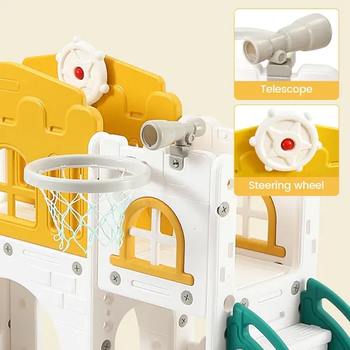 Miniatura 5 de GarveeLife Zona de juegos interior 8 en 1 para niños pequeños con tobogán juego de tobogán para bebés de 1 a 3 años, tobogán para niños incluye aro