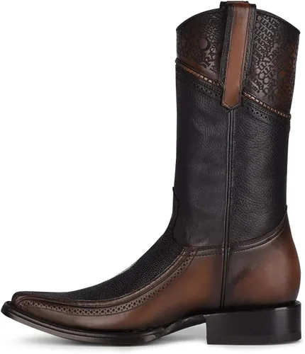 Miniatura 4 de Cuadra Botas vaqueras para hombre en cuero genuino Stingray negro, Negro