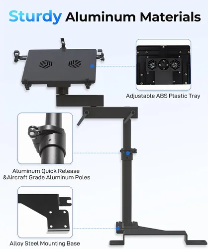 Miniatura 5 de Soporte para laptop de camión apto para Ford F150, F350, F250, F550, sin perforaciones, soporte para computadora portátil de hasta 17 pulgadas
