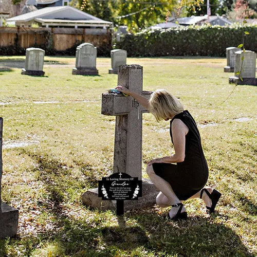 Miniatura 2 de Decoraciones de tumbas para cementerio, estacas conmemorativas, estaca de metal impermeable para cementerio y placa conmemorativa para exteriores