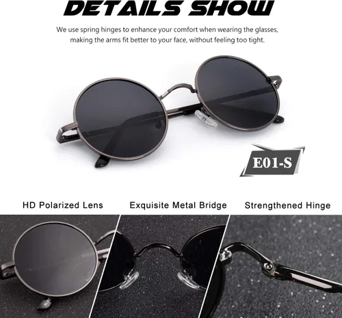 Miniatura 69 de CGID Gafas de sol unisex polarizadas redondas E01 Lennon