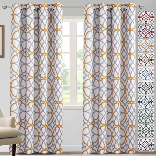 Miniatura 9 de H.VERSAILTEX Cortinas opacas con diseño impreso de 54 pulgadas de largo, juego de 2 paneles de cortinas con aislamiento térmico para dormitorio
