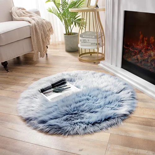 Miniatura 46 de Ashler Home Deco - Tapete de pelo sintético de oveja, mullido, suave, de 2 x 3 pies, lavable a máquina, dormitorio, habitación de los niños, sala