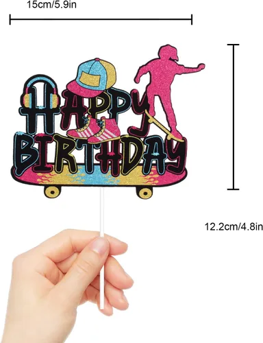 Miniatura 4 de Decoración para pastel de cumpleaños para niña, diseño retro de los años 80, 1 unidad, 5.9 x 4.8 pulgadas