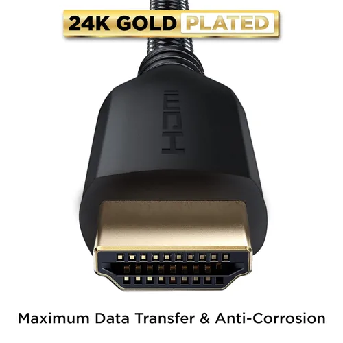Miniatura 6 de PowerBear Cable HDMI 4K de 0.5 pies Cable HDMI corto, conectores dorados y de nailon trenzado, 4K @ 60Hz, Ultra HD, 2K, 1080P, ARC y CL3