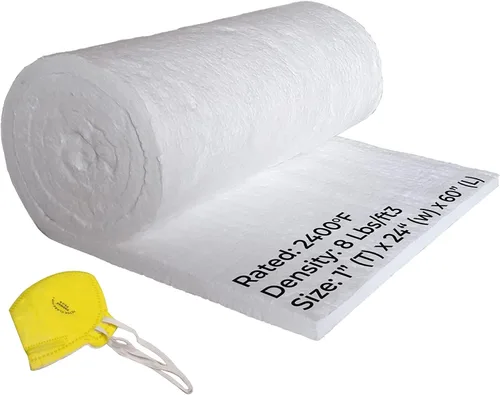 Miniatura 10 de Manta de fibra de cerámica de 48 x 16 x 1 pulgada de grosor, densidad de 8 libras, clasificación para 2400 °F (2,399.0 °F), aislamiento de alta