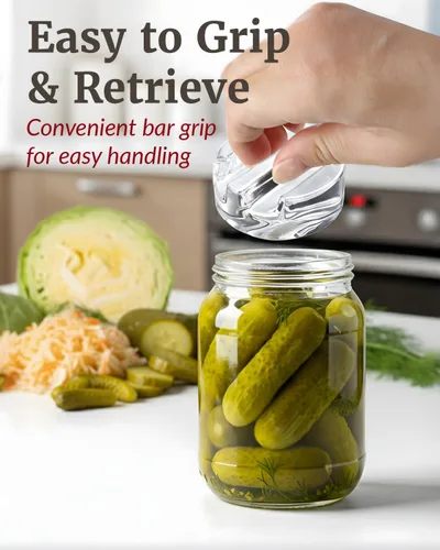 Miniatura 3 de Elementi Juego de 6 pesas de fermentación – Pesas de fermentación y conservas para tarros Mason de boca ancha – Vidrio de soda y lima altamente