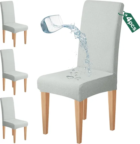 Miniatura 16 de Dioxide Juego de 4 fundas impermeables para sillas de comedor, fundas elásticas para sillas de comedor, fundas para sillas Parson, extraíbles