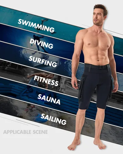Miniatura 4 de Seaskin Pantalones cortos de buceo de 0.098 in para hombre con bolsillo