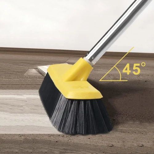 Miniatura 3 de Escoba de empuje con mango largo, cepillo de piso de cerdas suaves de 49.6 pulgadas, escoba de 12.2 pulgadas de ancho para limpiar baño, cocina