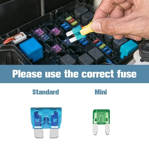 Miniatura 4 de Vrupin Juego surtido de fusibles de automóvil, kit de fusibles para automóvil, fusibles automotrices tipo cuchilla, estándar y mini