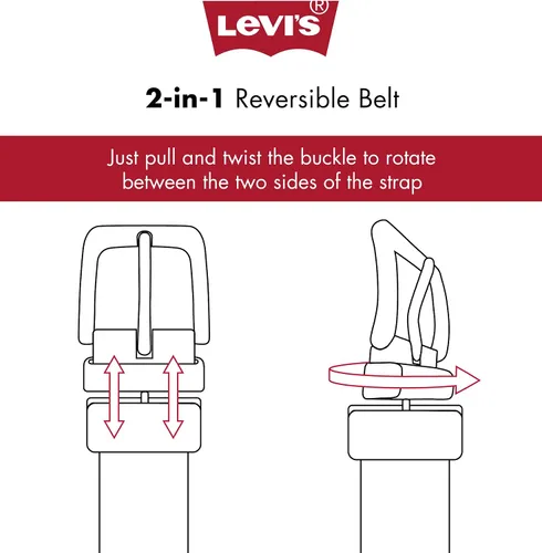 Miniatura 6 de Levi's Cinturón para niños grandes, cinturón reversible dos en uno informal apto para la escuela