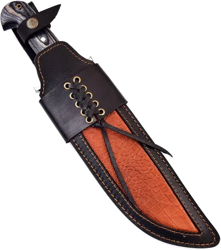 Miniatura 3 de Poshland REG-109 Cuchillo Bowie hecho a mano de acero D2 de 15.25 pulgadas, mango de madera maciza