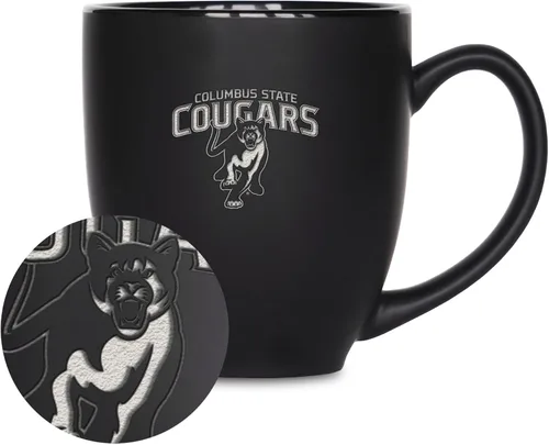Miniatura 99 de Rico Industries - Taza de cerámica mate negra con grabado láser estándar de 15oz para NCAA (escuelas T & U) - Para bebidas calientes o frías