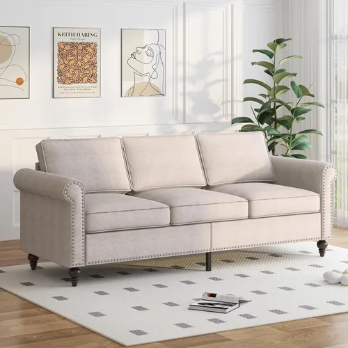 Miniatura 3 de BALUS Couches Set for Living Room, Couch Sofa with Wooden Sofa Legs, Living Room Furniture with Nailhead Trim, 6" Cushion, Sectional Couches
