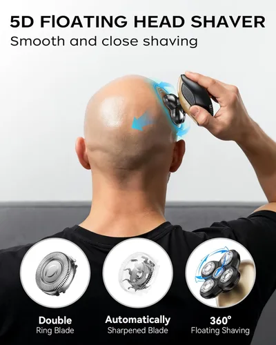 Miniatura 2 de Maquina de Afeitar Eléctrica para Hombres, Afeitadora de Cabello de Cabeza y Cuerpo para Hombres, Afeitadora Inalámbrica Recargable Húmeda/Seca