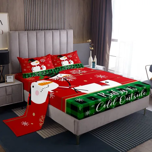 Miniatura 35 de Manfei Juego de sábanas de Feliz Navidad, tamaño individual, diseño rústico de pinos de dibujos animados, decoración de habitación de niños