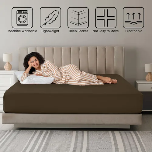 Miniatura 5 de LUX Décor - Sábana bajera individual – Sábanas de microfibra elástica de 360 grados fáciles de ajustar, bolsillo profundo de 16 pulgadas, resistente