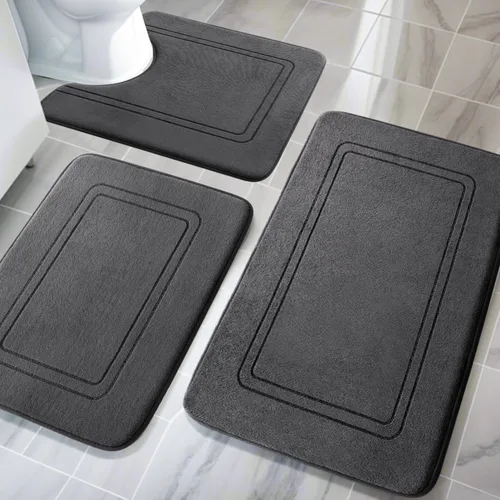 Miniatura 8 de YIHOUSE Juego de alfombras de baño de espuma viscoelástica, juego de 2 piezas, tapetes de baño antideslizantes para baño, juego de alfombras de baño