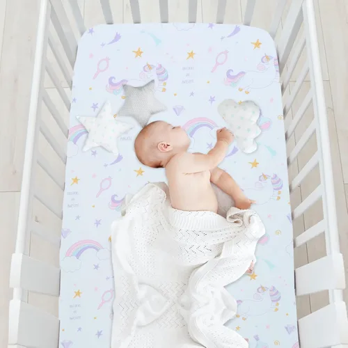 Miniatura 2 de Sábanas de cuna para niñas, sábanas de bebé, sábana bajera para cuna, microfibra suave y transpirable que se adapta a cuna de tamaño estándar de 28