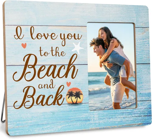 Marco de Fotos para Parejas Regalos de Playa Costera, Regalo de Marco Familiar, Te Amo Hasta la Playa y de Vuelta Marcos para Foto de 4x6 Pulgadas