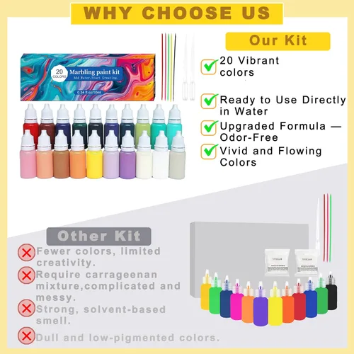 Miniatura 4 de Kit de pintura de mármol de agua de 27 piezas, pintura de agua para manualidades, juego de manualidades con patrón de mármol turco, kit de arte