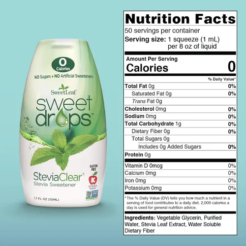 Miniatura 2 de SweetLeaf SteviaClear Sweet Drops - Edulcorante líquido de stevia natural, gotas de stevia exprimibles, sin regusto amargo, alternativa líquida al