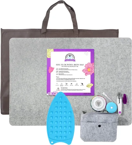 Miniatura 10 de Rdutuok Tapete de Prensado de Lana de 17"x13.5" 100% Lana Afieltrada de Nueva Zelanda Tapete de Planchado para Acolchadores, Costura, Suministros