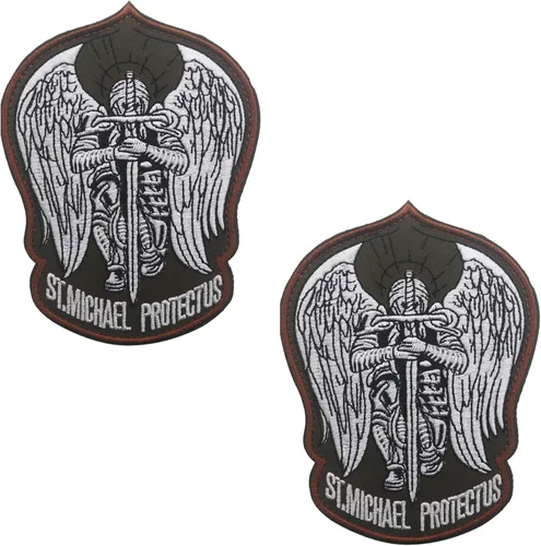 Miniatura 10 de St. Saint Michael Protect Us - Parche bordado de moral, parches tácticos militares para operador del ejército con cierres de gancho y bucle, 3.54 x