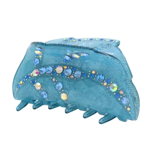 Miniatura 7 de Fashion & Lifestyle Pinza para el cabello para mujeres y niñas, grande, pinza bastante fuerte, pasador antideslizante, agarre hacia arriba, Azul
