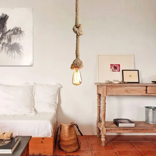 Miniatura 2 de Lámpara colgante de cuerda de cáñamo vintage de 1 cabeza de 3.3 ft E26/E27, lámpara de techo vintage, estilo retro para comedor, restaurante, bar