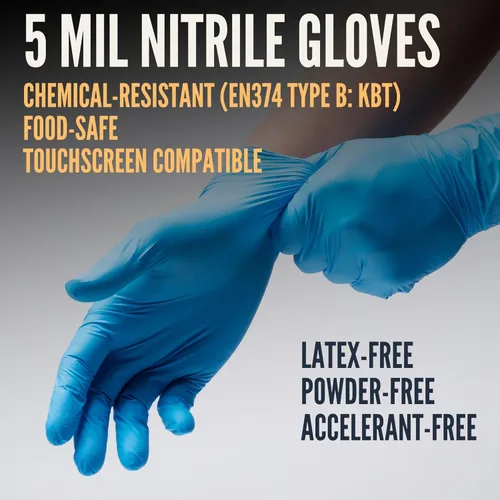 Miniatura 2 de Cestus Guantes desechables de nitrilo de 5 mil, sin látex, resistentes a productos químicos, mecánicos, preparación de alimentos, tatuaje, limpieza