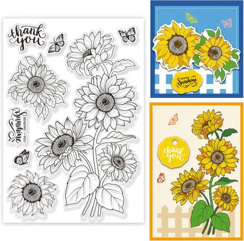 Miniatura 8 de ORIGACH Sellos transparentes de margaritas, sellos de silicona transparente floral para hacer tarjetas, álbumes de recortes, decoración de álbumes