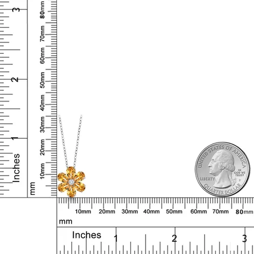 Miniatura 38 de Gem Stone King Collar de plata de ley 925 y oro amarillo de 10 quilates con piedra natal y diamantes cultivados en laboratorio, forma de pera