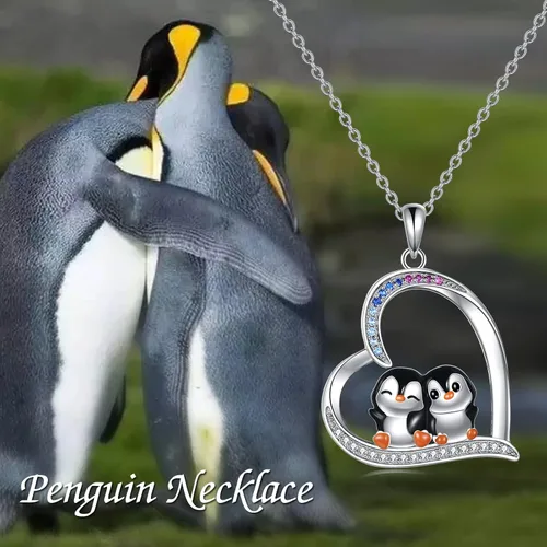 Miniatura 5 de YAFEINI Penguin Dog Gifts Sterling Silver Penguin Snowflake Necklace Heart Dog Pendant Jewelry for Women Girls Christmas Gifts