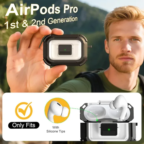 Miniatura 6 de RFUNGUANGO Funda para AirPods Pro 2, compatible con AirPods Pro de 2ª/1ª generación, compatible con MagSafe, bloqueo automático magnético con kit