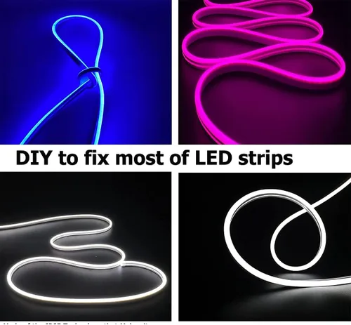 Miniatura 7 de dobestyou 100 clips de luz LED de neón, hechos de plástico PP con tornillos, compatible con tiras de neón LED de 0.236 x 0.472 pulgadas