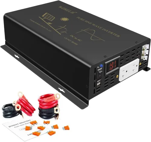 Miniatura 2 de WZRELB Inversor de corriente de onda sinusoidal pura de 2500 W, 12 VCC a 120 VCA, 60 Hz, salidas de CA duales, 2 puertos USB de 2.4 A y terminal
