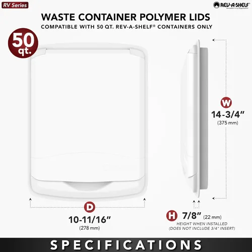 Miniatura 6 de Rev-A-Shelf Tapa de bote de basura de 50 cuartos de galón para debajo del fregadero para gabinete de cocina y baño, solo tapa de cubo de basura
