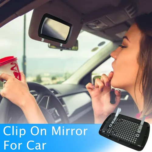 Miniatura 2 de Paquete de 2 Espejos de Visera con Clip, Espejo de Visera de Sol para Coche Espejo de Tocador HD Espejo Cosmético con Protección Solar con Clips
