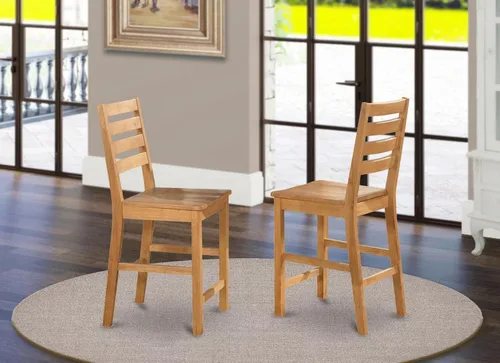 Miniatura 2 de East West Furniture CFS-OAK-W - Juego de 2 sillas de comedor con respaldo de escalera, color roble Cfs-roble-w