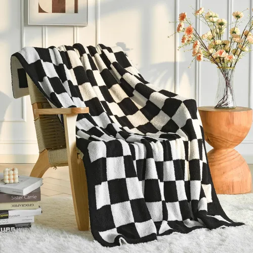 Miniatura 12 de Manta a Cuadros, Mantas Suaves y Acogedoras para Sofá Cama, Manta de Picnic de Viaje a Cuadros Esponjosa Ligera y Cómoda, Regalos para Sofá Silla