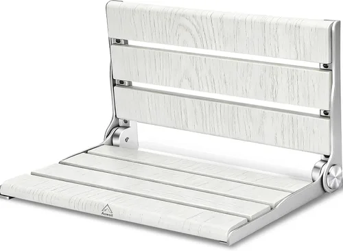 Asiento de ducha montado en la pared, asiento de ducha plegable de teca de 16 pulgadas para ancianos, discapacitados y mujeres embarazadas, bancos