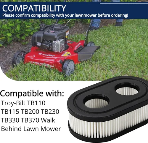 Miniatura 2 de 593260 Filtro de aire ovalado con bujía para herramientas para cortacésped Troy-Bilt TB110 TB115 TB200 TB230 TB330 TB370 de empuje manual: Jardín