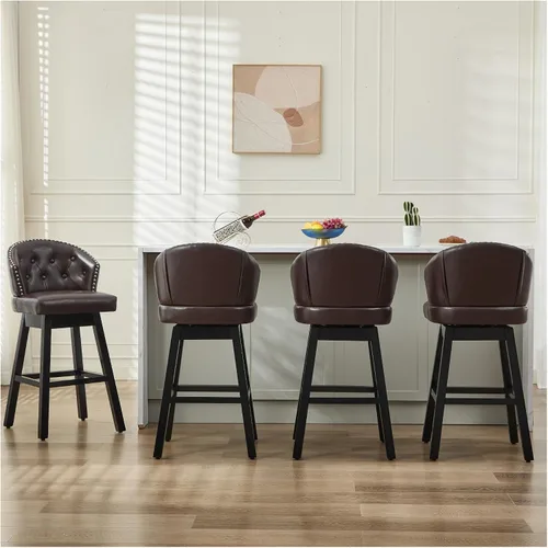 Miniatura 8 de Juego de 2 taburetes de bar giratorios de 29 pulgadas, taburetes de bar tapizados con respaldo, sillas modernas de altura de mostrador para isla