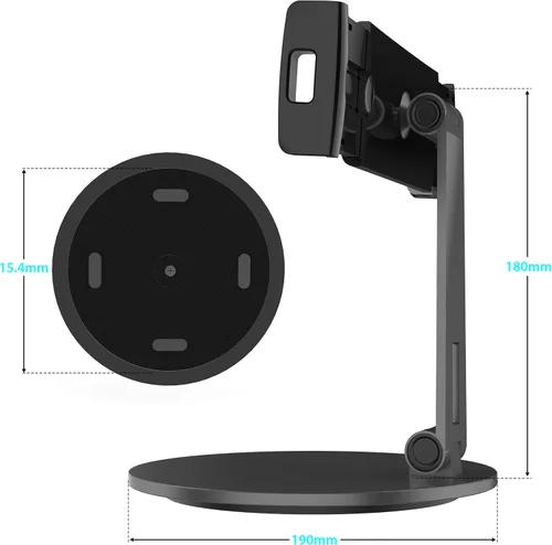 Miniatura 5 de Stouchi Soporte para iPad 12.9, soporte de tableta con base giratoria 360 grados para iPad Pro y Surface Pro, soporte de escritorio ajustable