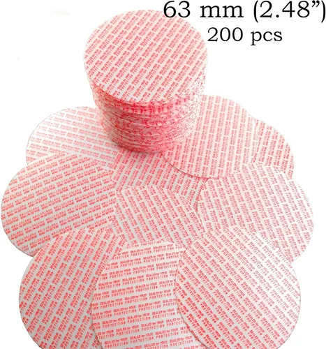 Miniatura 2 de Revestimientos de tapa de sellos activados por par sensibles a la presión, 2.48 pulgadas, 200 unidades, fabricados en Estados Unidos, para botellas
