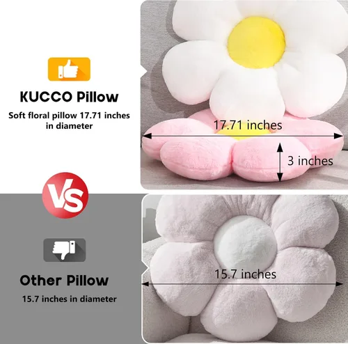Miniatura 2 de Almohada de 17.7 Pulgadas en Negro con Forma de Flor – Linda Almohada Decorativa de Estilo Daisy, Almohada Blanda Floral para Asiento, Cojín
